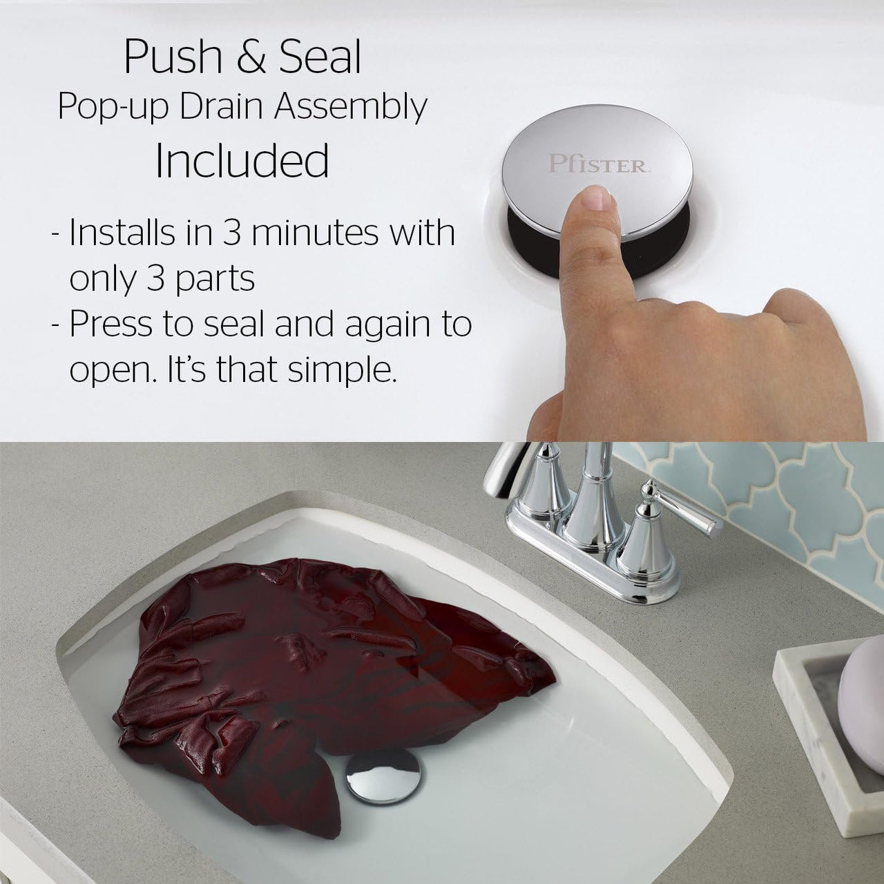 Pfister Pfister LG42-LPM Arkitek 1.2 GPM Single Hole Bathroom Faucet - Includes Push & Seal Drain